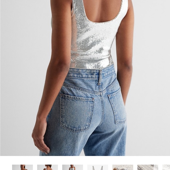 NWT Express Body Contour Sequin Scoop Neck Bodysuit - Picture 3 of 7